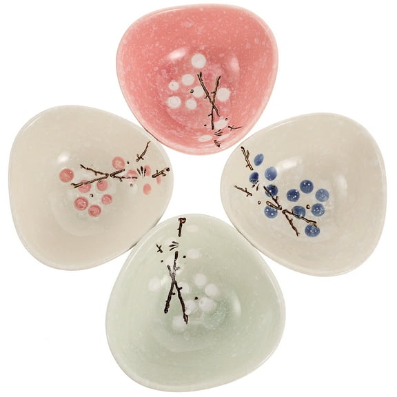 Sauce Dish 4 Pcs Vinegar Plate Ceramic Side Christmas Favor Stackable Bowls Ceramics