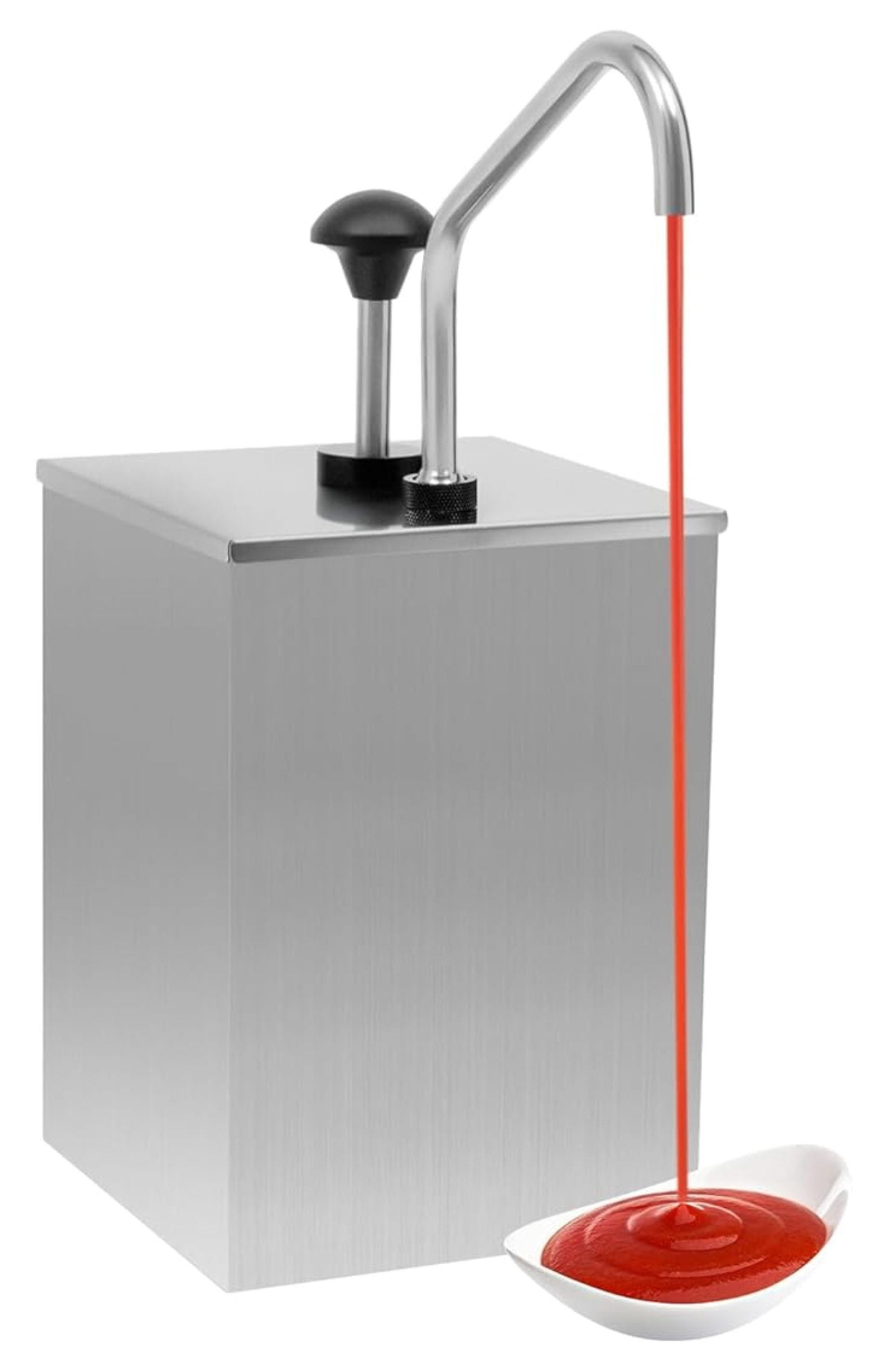 Sauce Dispenser Pump, 4L/4.2QT Stainless Steel Squeeze Condiment Pump Station for Syrup Salad Dressing Ketchup Seasoning Sauce