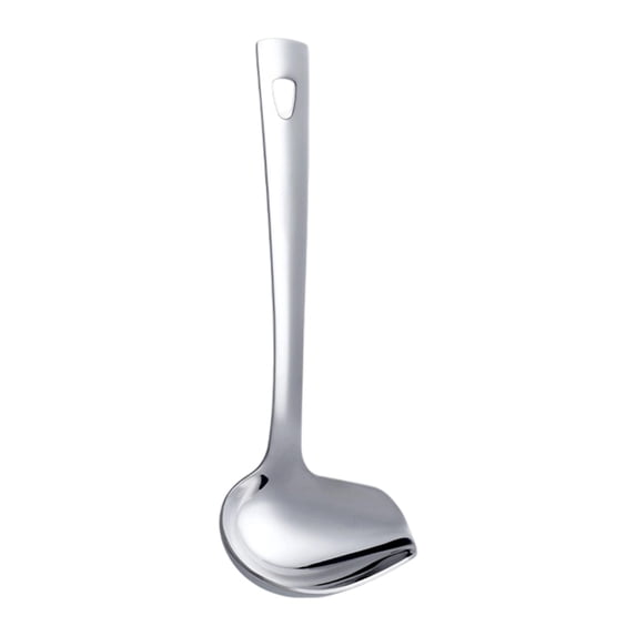 Sauce Ladle, 1 Pack Stainless Steel Saucier Drizzle Spoon with Spout Small Gravy Ladle, 8.6" Soup Spoons, Kitchen Utensil Mirror Polish Drizzle Spoon for Chocolates, Gravies and Sauces(Silver)