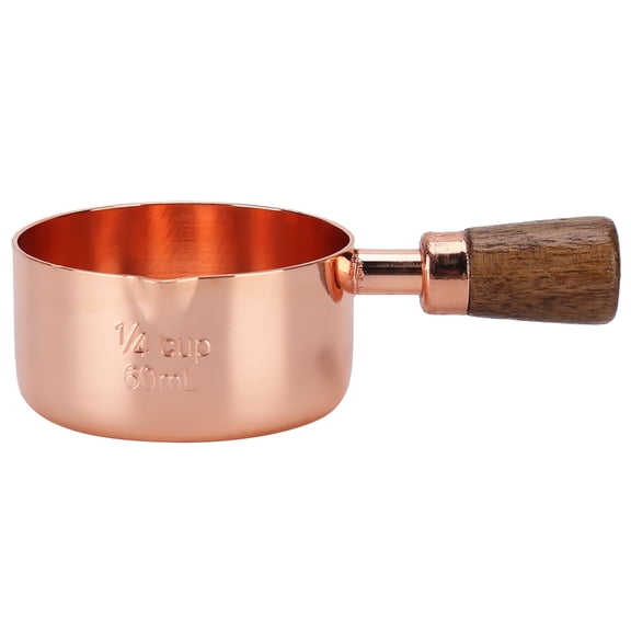 Sauce Pan, Rose Gold Stainless Steel Composite Wood Handle Sauce Pan Dining Cookware Pots Cooking Kitchen Ware (1/4cup)
