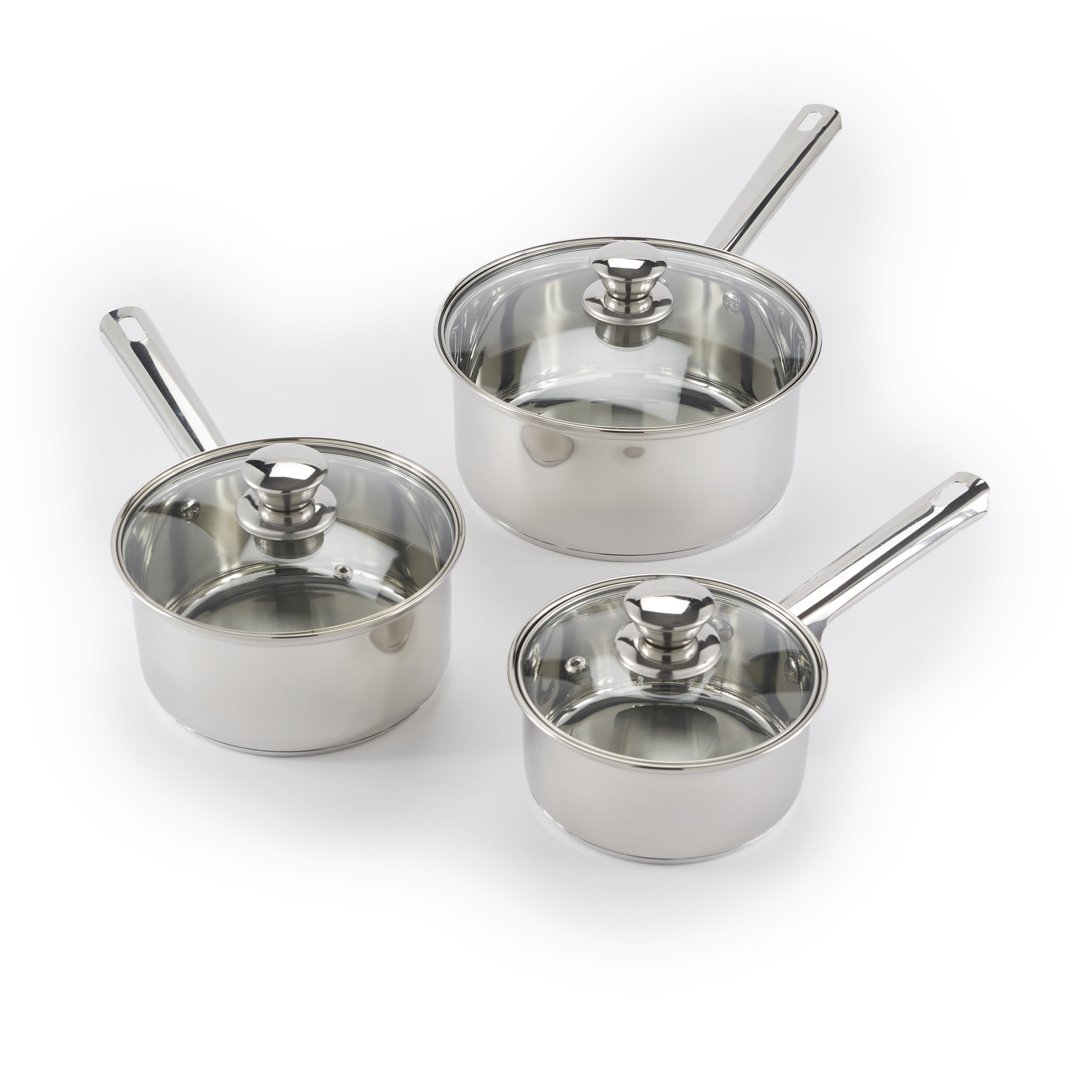 Sauce Pan Set - Stainless Steel Kitchen Cookware with Lids - Set of 3
