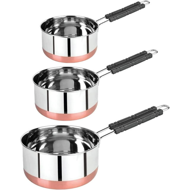 Sauce Pan Set for Tea, Milk Pan, Copper Sauce Pan Combo Set Gas and