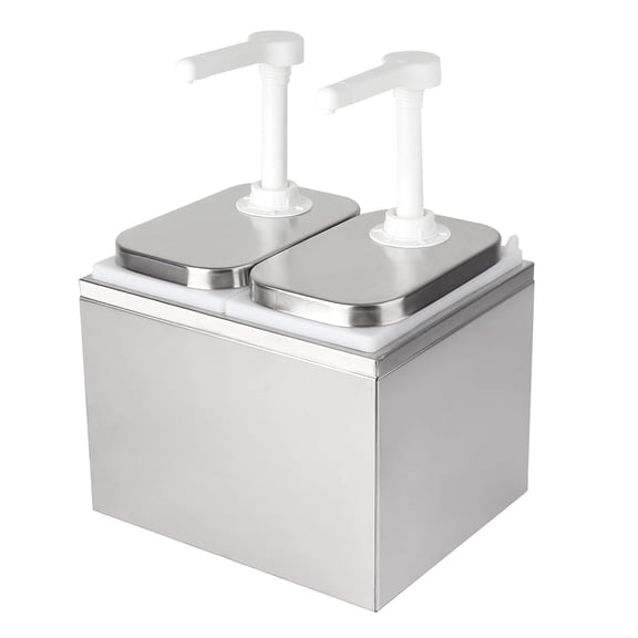 Sauce Pump Dispenser, Stainless Steel Squeeze Ketchup Dispenser Pump with Inside Box, Commercial Condiment Pump Station, Syrup Station Container for Home Kitchen Hotel Milk Tea Coffee Shop