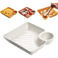 thumbnail image 1 of Sauce Separated Plate with Built-In Dipping Compartment – 2-in-1 Multi-Section Serving Dish Ideal for Appetizers, Sushi, Dumplings, Chips, Fried Chicken and Various Snacks White, 1 of 6
