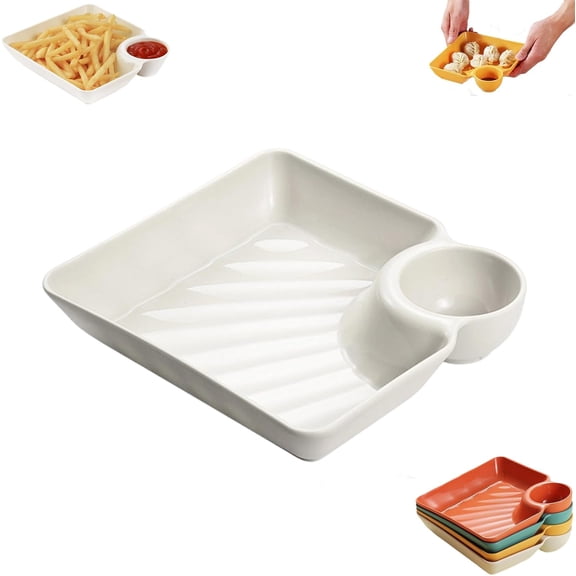 Sauce Separated Plate, Chips and Salsa Serving Dish, Reusable Chip and Dip Bowl Serving Dishes for Entertaining, Perfect for Parties & Entertaining
