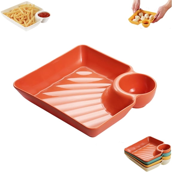 Sauce Separated Plate, Chips and Salsa Serving Dish, Reusable Chip and Dip Bowl Serving Dishes for Entertaining