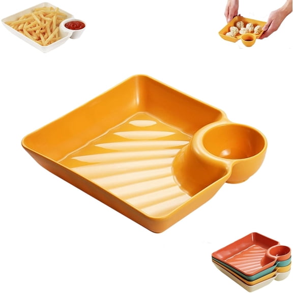 Sauce Separated Plate, Chips and Salsa Serving Dish, Reusable Chip and Dip Bowl Serving Dishes for Entertaining