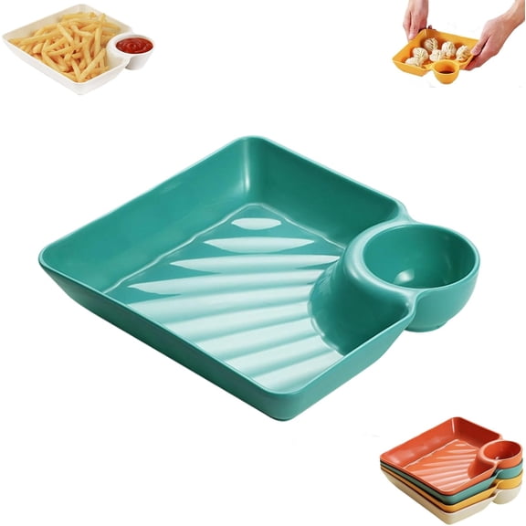 Sauce Separated Plate, Chips and Salsa Serving Dish, Reusable Chip and Dip Bowl Serving Dishes for Entertaining