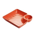thumbnail image 1 of Sauce Separated Plate, Durable Multi-Section Reusable Dip Tray, Japanese Dumpling Plate, Chips And Dip Serving Dish For Appetizer, Taco Salsa, Fruit, Charcuterie, Easy To Clean, 1Pc(Orange,7.2x6.6"), 1 of 9