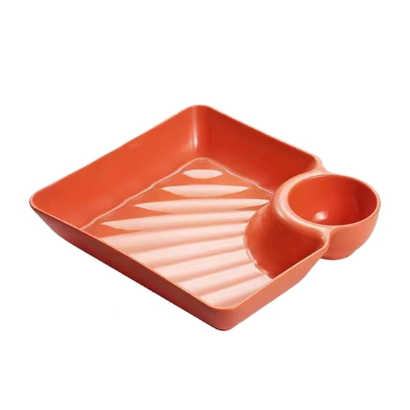 Sauce Separated Plate, Durable Multi-Section Reusable Dip Tray, Japanese Dumpling Plate, Chips And Dip Serving Dish For Appetizer, Taco Salsa, Fruit, Charcuterie, Easy To Clean, 1Pc(Orange,7.2x6.6")