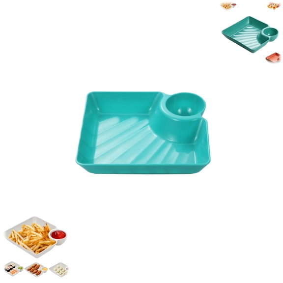 Sauce Separated Plate,Reusable Dip Tray with Compartment for Sauces,Perfect for Parties & Entertaining# Green