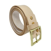 Saucezhan Mens Belts Brass Buckle Belt Narrow Genuine Leather Undyed Cowskin Italian Full Grain Leather