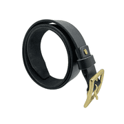 Saucezhan Mens Belts Brass Buckle Belt Narrow Genuine Leather Black Dyed Cowskin Italian Full Grain Leather