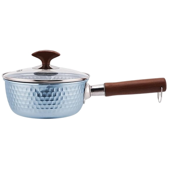 Saucepan Pure Non Stick Soup Pot Cylindrical Aluminum With Lid For Cooking Fast Even Heating Pour Spouts Compatible All Cooktops Home Kitchen (Blue, 18*14 cm)