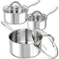 thumbnail image 1 of Saucepan Set 6pc, 18/10 Stainless Steel Sauce Pan with Lid, Tri-Ply Bottom Sauce Pot Set, Nonstick Saucepan, Induction Compatible, 1QT & 2QT &3QT, 1 of 7