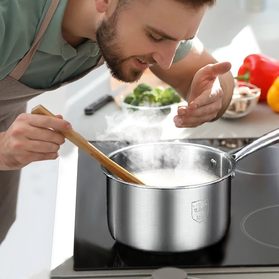 Saucepan, Stainless Steel Small Sauce Milk Pan with Heatproof Handle for Cooking/Boiling/Simmering, For Induction/Gas/Electric, Healthy & Heavy Duty, Dishwasher Safe(S)