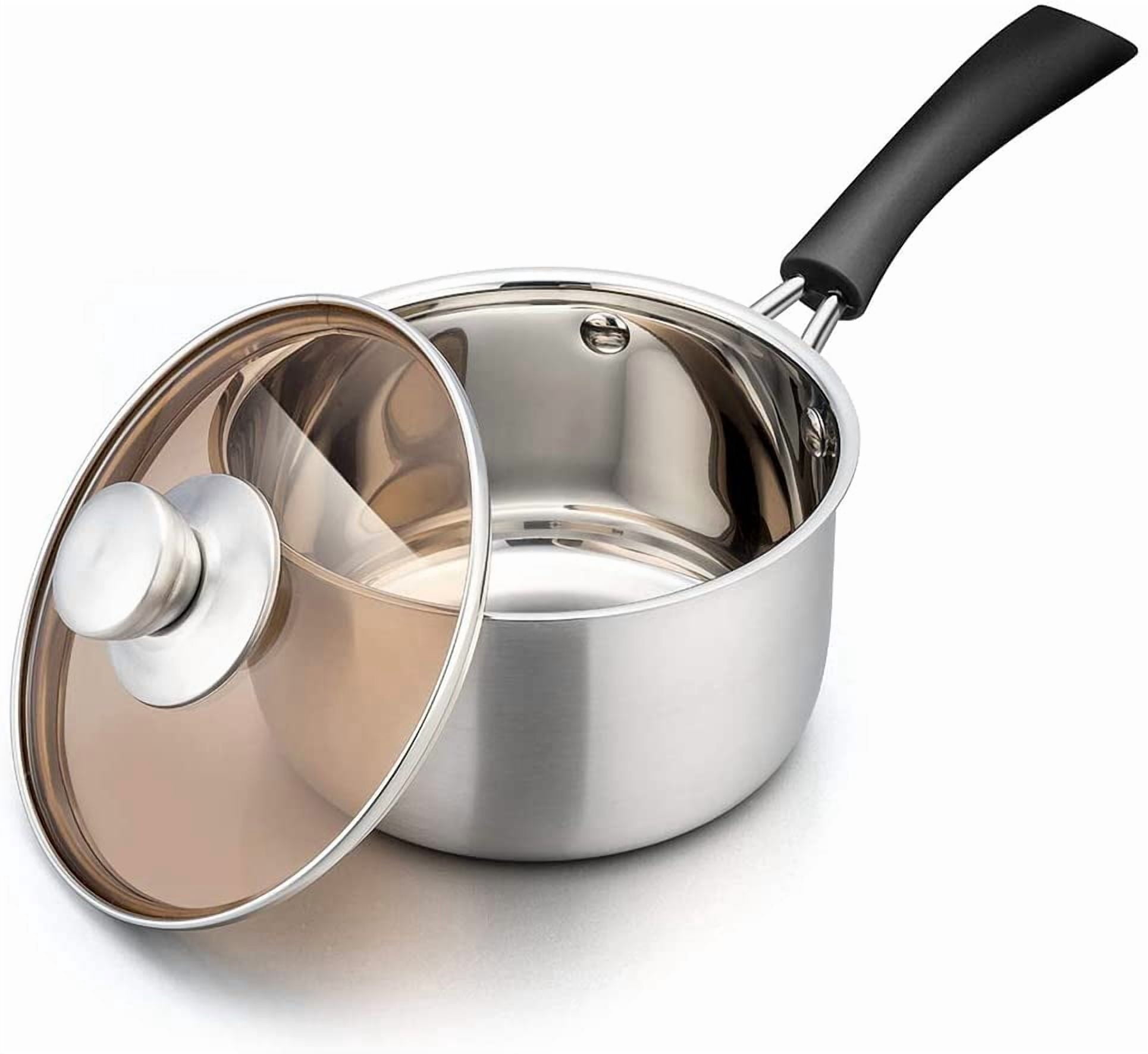 Saucepan with Lid, 2 qt Sauce Cooking Pot Milk Pan Stainless Steel ...