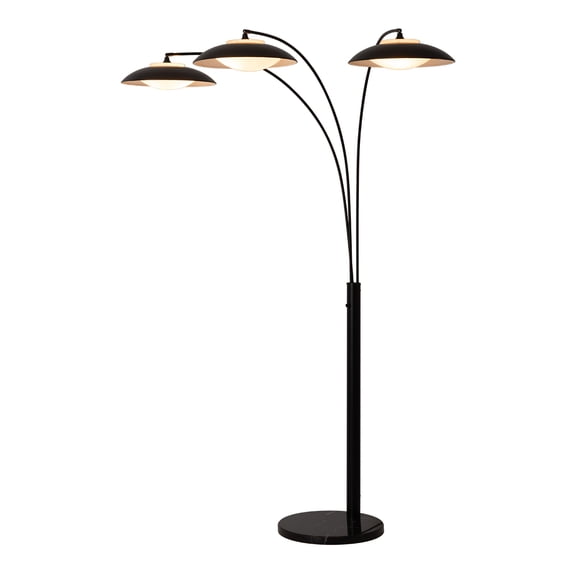 Saucer 3 Light Arc Floor Lamp - Matte Black