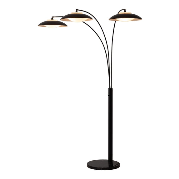 Saucer 3 Light Arc Floor Lamp - Matte Black