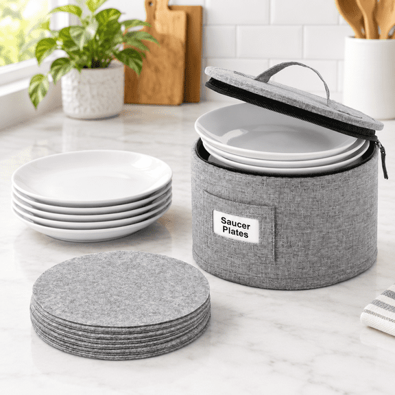 Saucer Case Tableware Storage Chest For 12 Plates Up To 6.5" Wide