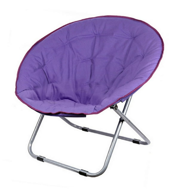 Saucer Chair, Folding Camping Chair Large Dorm Living Room Bedroom Garden Lounge Chair Removable Plush Seat Cushion Moon Saucer Chair Heavy Duty Round Beach Sofa Chair