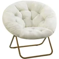 thumbnail image 1 of Saucer Chair Round Foldable Furry Padded Moon Chair for Living Room White, 1 of 6