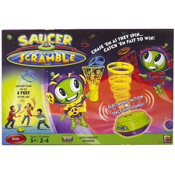 Saucer Scramble Game for 2-4 Players - Saucers soar up to 6 feet in the air