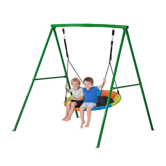 Saucer Swing Set 40 Inch - Heavy Duty A-Frame Stand - 440 lbs Capacity - Outdoor Swing for Backyard - Green