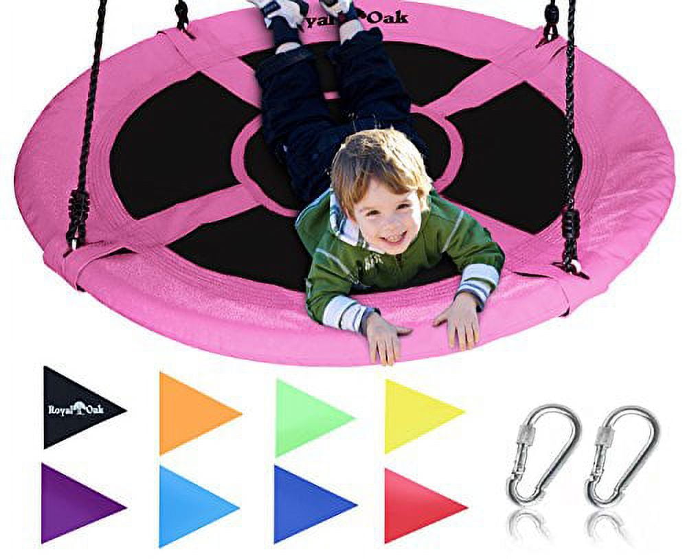 Giant Pink and Black Alloy Steel Saucer Tree Swing