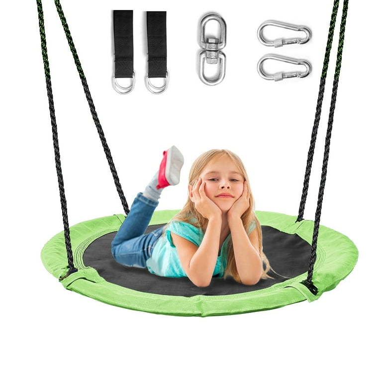 Saucer Tree Swing for Kids 43 Waterproof Flying Saucer Swing with A Swivel Hanging Straps Adjustable Ropes Galvanized steel frame padded with