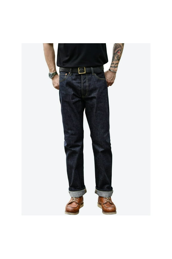 Saucezhan SZ003 Men's Jeans Unsanforized Raw Selvedge Denim Jeans Vintage Slim Fit Straight Leg