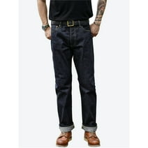 Saucezhan SZ003 Men's Jeans Unsanforized Raw Selvedge Denim Jeans Vintage Slim Fit Straight Leg