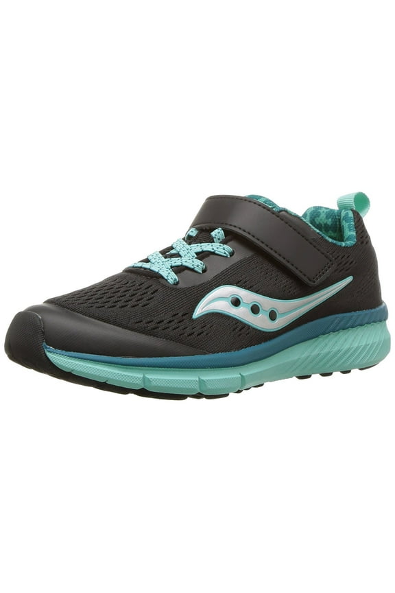 Girls' Ideal a/C Running Shoe, Black/Turquoise, 10.5 Wide US Little Kid