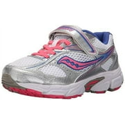 Saucony Little Kid/Big Kid Cohesion 8 A/C Running Shoe, White/Silver/Coral