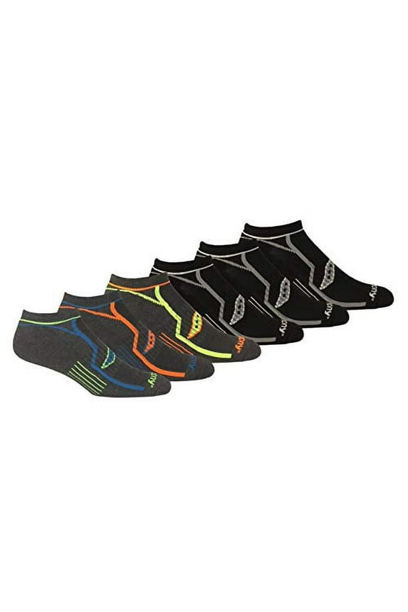 Men's Big & Tall Multi-Pack Bolt Performance Comfort Fit No-Show Socks, Grey (6 Pairs), Shoe Size: 13-15