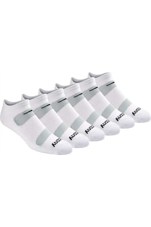 Men's Multi-Pack Mesh Ventilating Comfort Fit Performance No-Show Socks, White (6 Pairs),