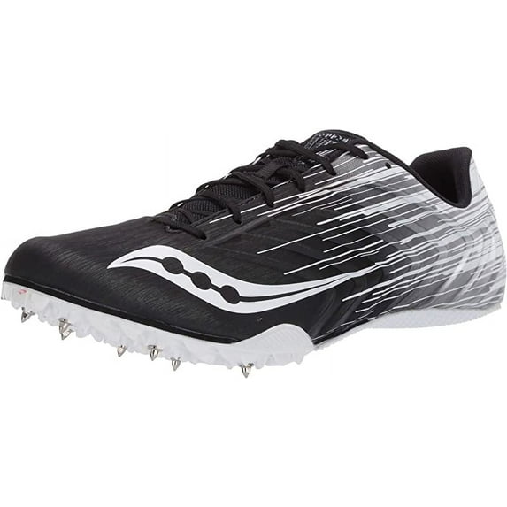 Saucony Men's Spitfire 5 Running Shoe, Black/White, 12 D(M) US