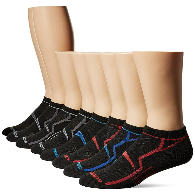 Saucony Mens Large Performance Comfort No Show 8 Pack Socks Black Assorted