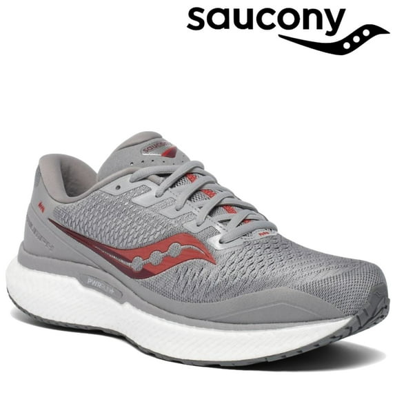 Saucony Mens Triumph 18 Road Running Shoe - Alloy/Red - 11