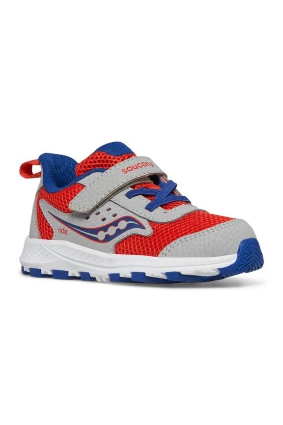 Ride JR Sneaker, Grey/RED/Navy, 4.5 Wide US Unisex Little_Kid