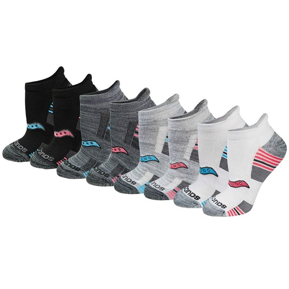 Saucony Women's 8-Pair Performance No-Show Sport Socks Shoe Size: 5-10 Grey Fashion (8 Pack)