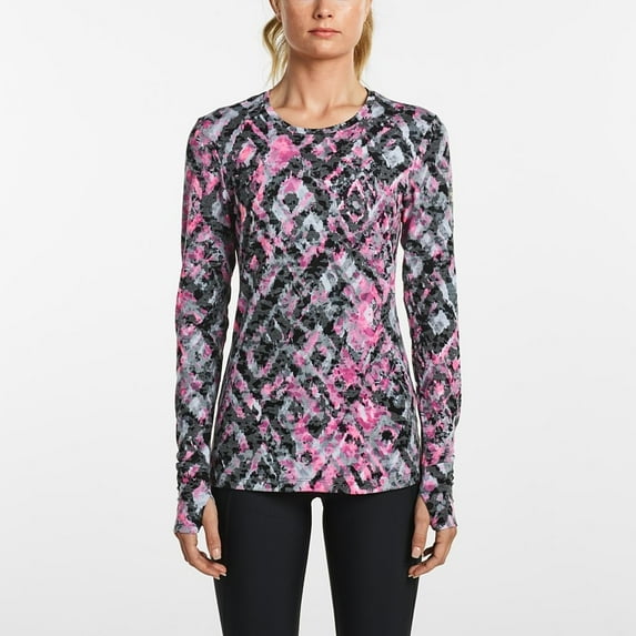 Saucony Women's Daybreak Long Sleeve Top, Black/Vizipro Pink, Large