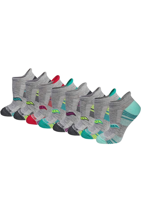 Women's Performance Heel Tab Athletic Socks (8 & 16, Grey Assorted (8 Pairs), Shoe Size: 5-10