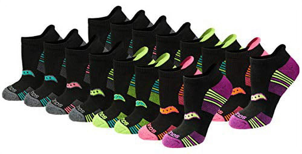 Saucony Women s Black Performance Athletic Socks with Heel Tab Size 5 10 16 Pairs Walmart