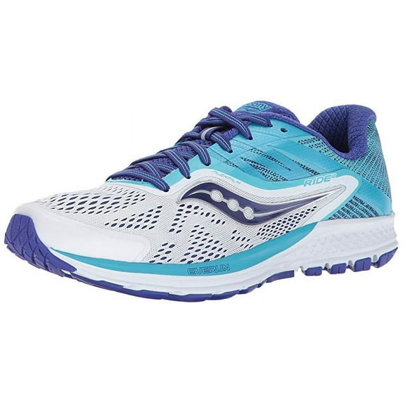 Saucony Women's Ride 10, White Blue, 7 Wide US
