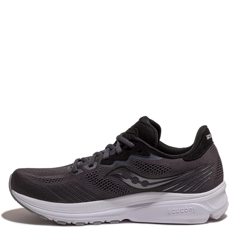 Saucony Women's Ride 14 Running Shoe, CHARCOAL/BLACK, Wide