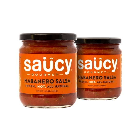 Saucy Gourmet Gluten Free Habanero Hot Salsa 2-Pack Bundle, 15.5 oz Jar