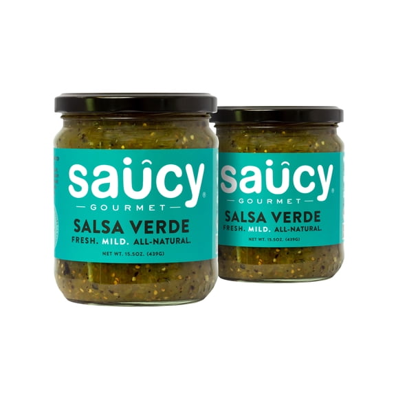 Saucy Gourmet Green Salsa Verde Gluten Free Salsa 2-Pack Bundle, 15.5 oz Jar