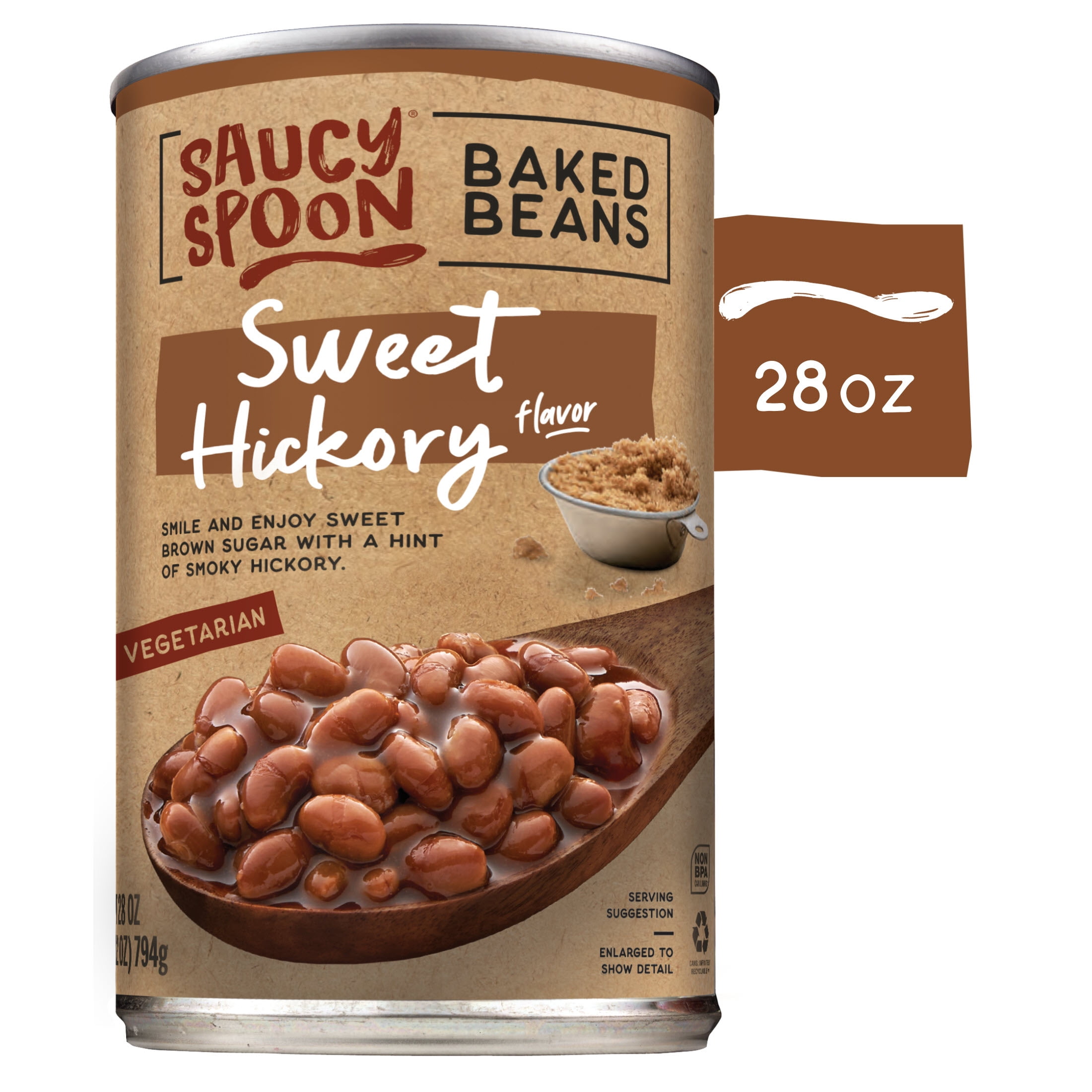 Saucy Spoon Sweet Hickory Baked Beans, Canned Beans, 28 oz Can