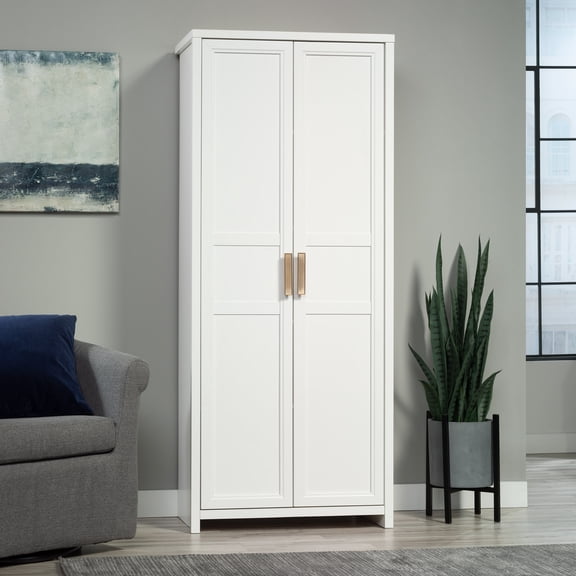 Sauder 2-Door Shaker Storage Cabinet in White, White Finish
